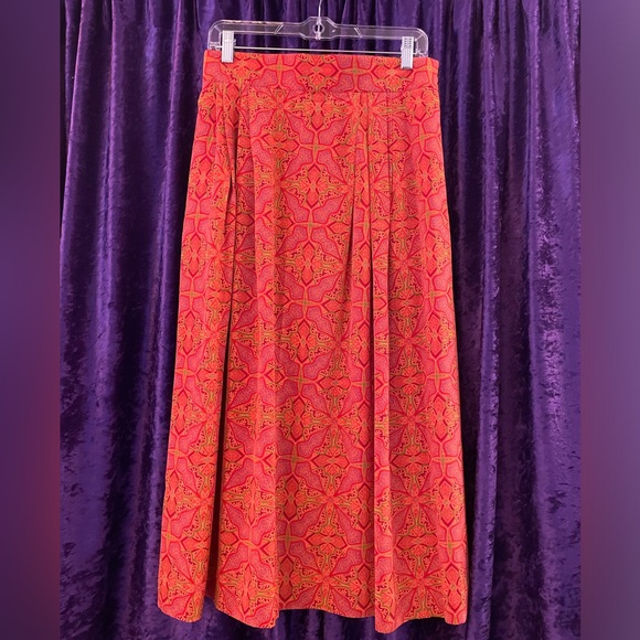 Evan Picone Dresses & Skirts - EVAN- PICONE rusty orange & red 100%silk pleated midi-maxi pencil skirt Vintage